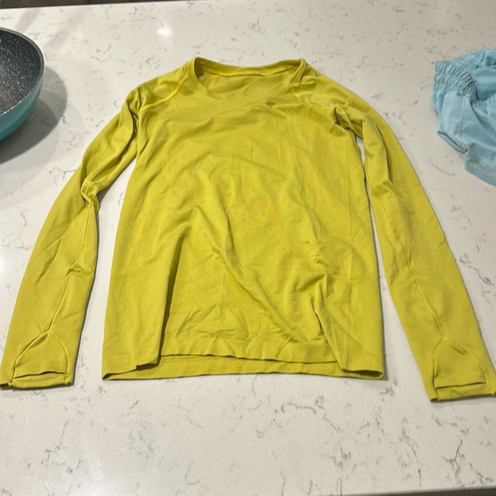 Yellow lime green long sleeve lululemon top